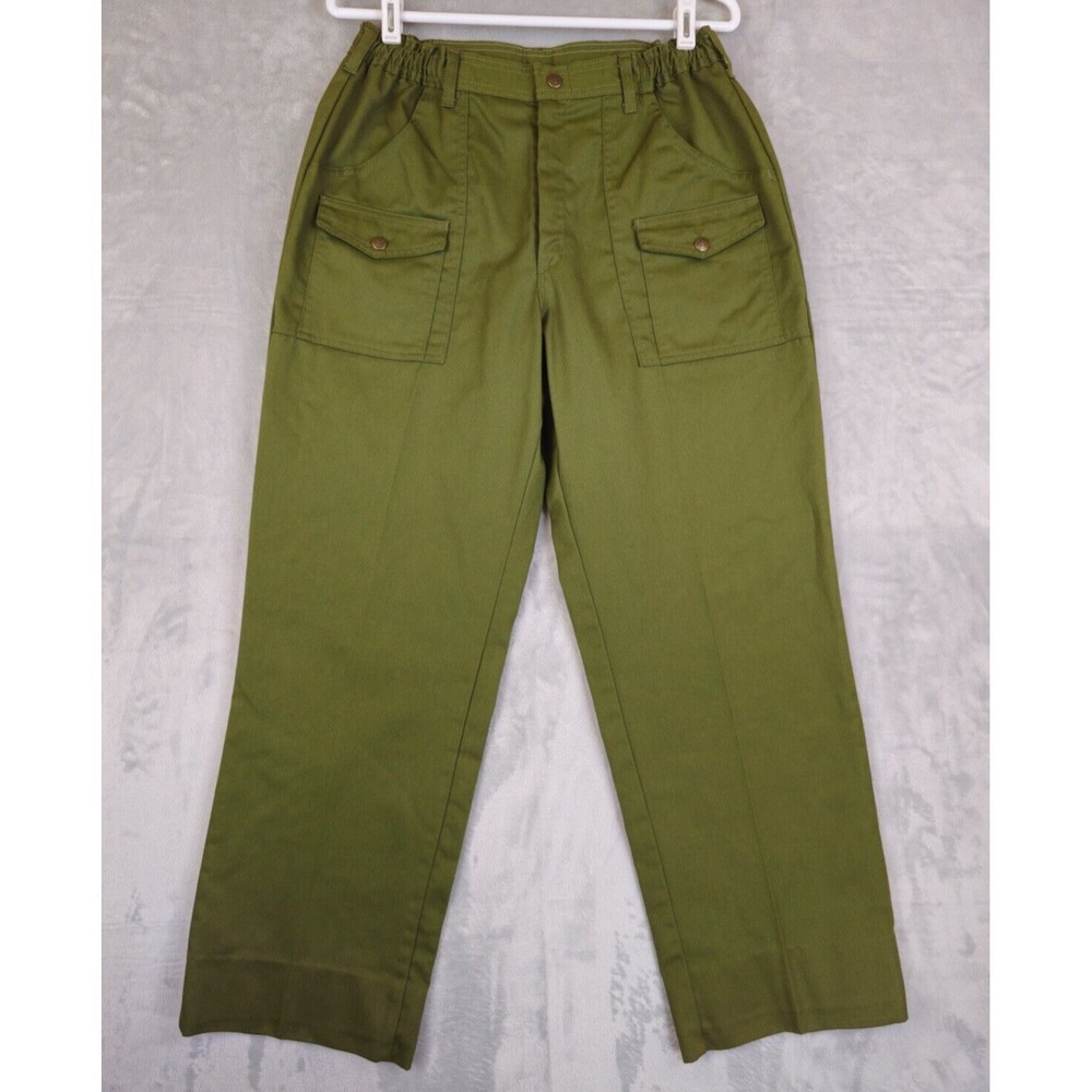 VTG Boy Scouts Pants Youth 28x29 BSA Uniform Cargo Utility Waist Union‎ USA Made
